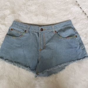 Judith March Jean shorts w/fringe embroidery NWOT